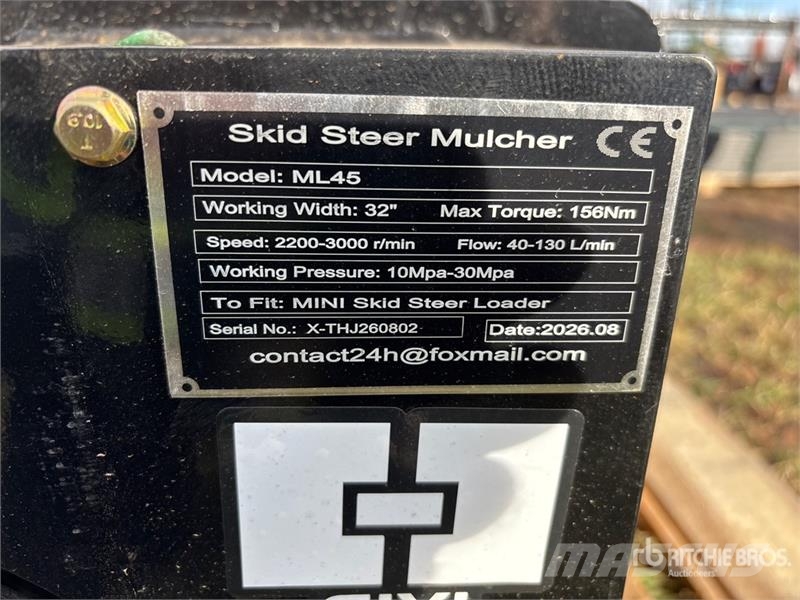GIYI GY-ML45 32 in Skid Steer Mulcher (Unused) Trituradoras forestales