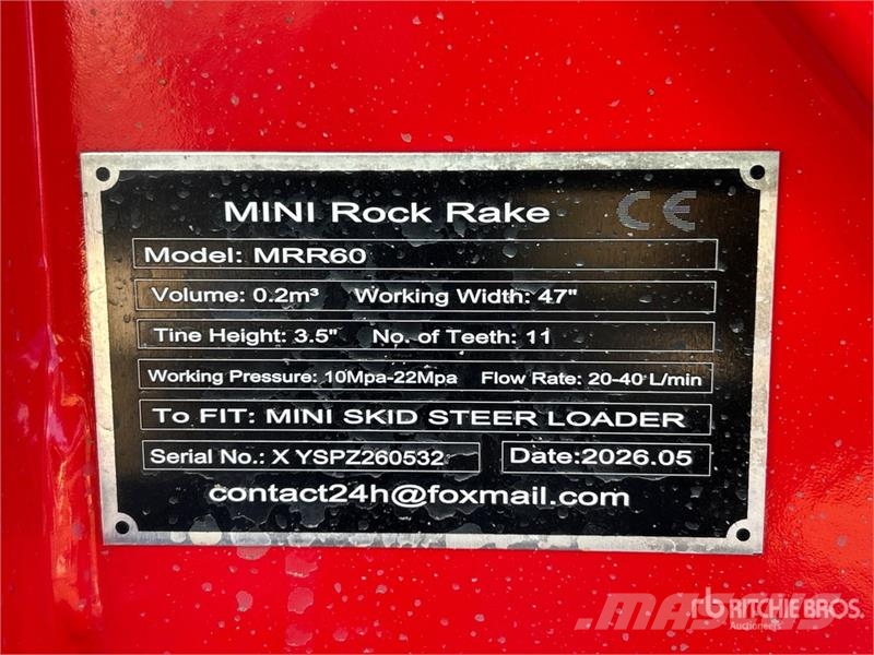  GIYI GY-MRR60 46 in Mini Skid Steer Rock Rake (Unu مكونات أخرى