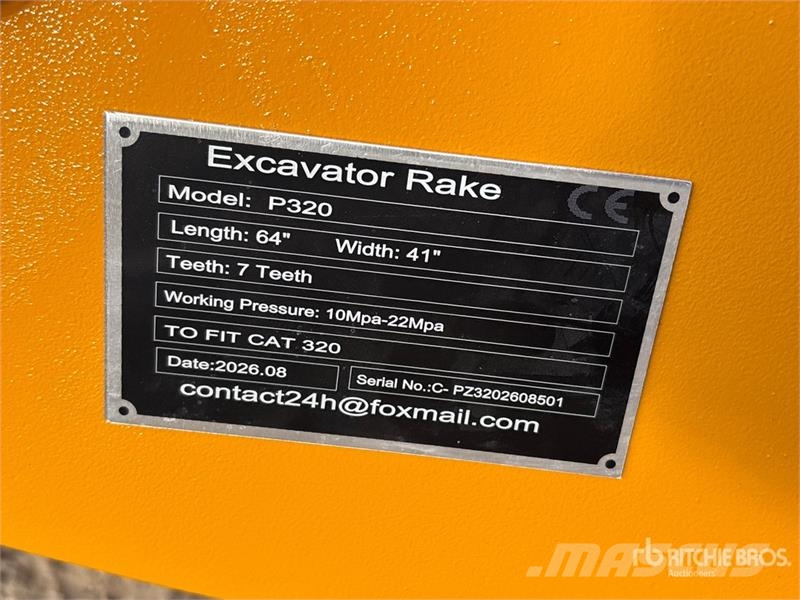  GIYI GY-P320 64 in Excavator Rake - Fits Cat 320 ( Rakes and tedders