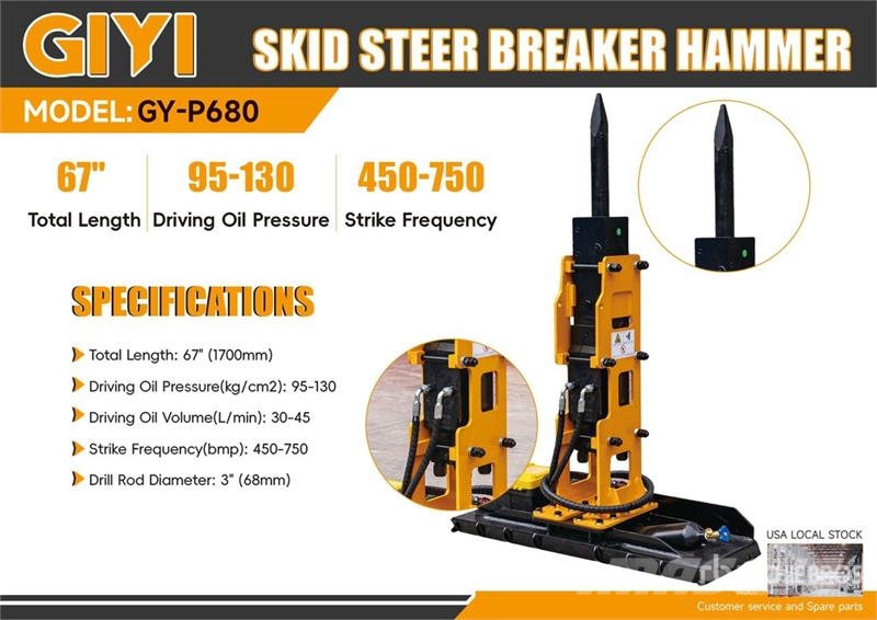 GIYI GY-P680 Skid Steer Breaker (Unused) Hydraulhammare