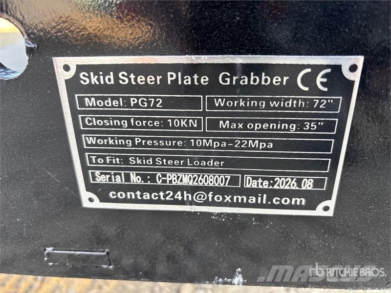 GIYI GY-PG72 72 in Skid Steer Grapple (Unused) Gripere