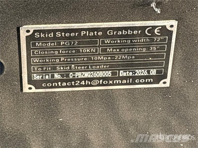 GIYI GY-PG72 72 in Skid Steer Grapple (Unused) Gripere
