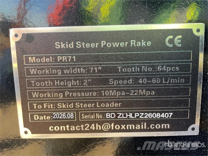  GIYI GY-PR71 71 in Skid Steer Power Rake (Unused) Rastrilladoras y rastrilladoras giratorias