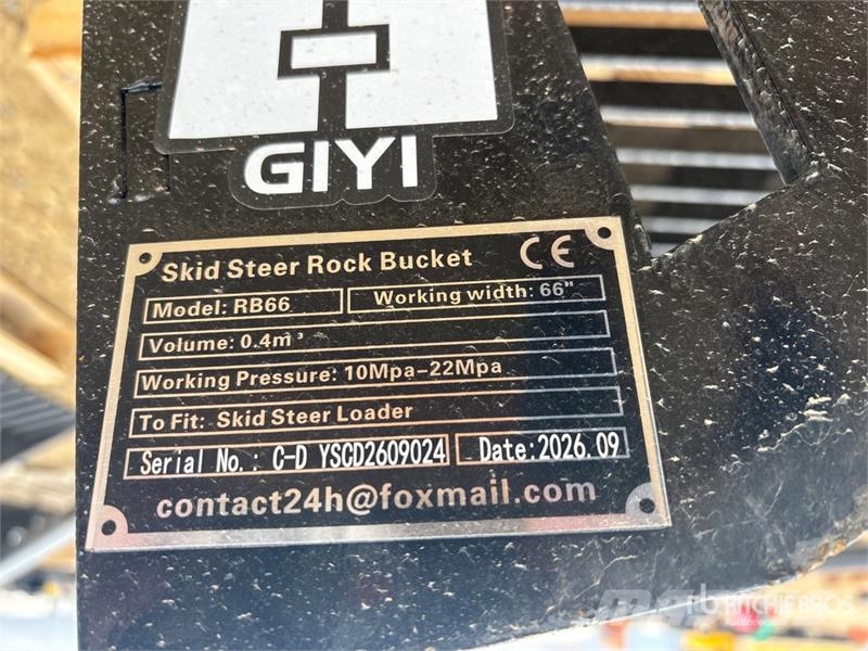 GIYI GY-RB66N 66 in Rock Skid Steer Bucket (Unused Buckets