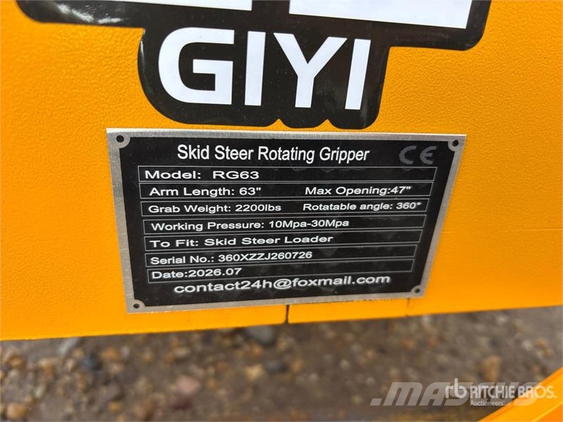 GIYI GY-RG63 2200 lb Rotating Skid Steer Grapple ( Grijpers