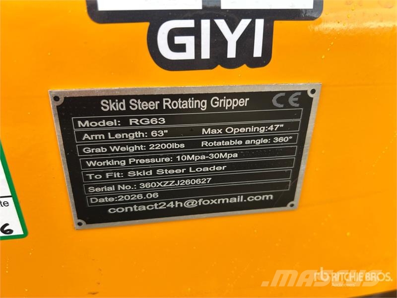  GIYI GY-RG63 2200 lb Rotating Skid Steer Grapple ( Gribere