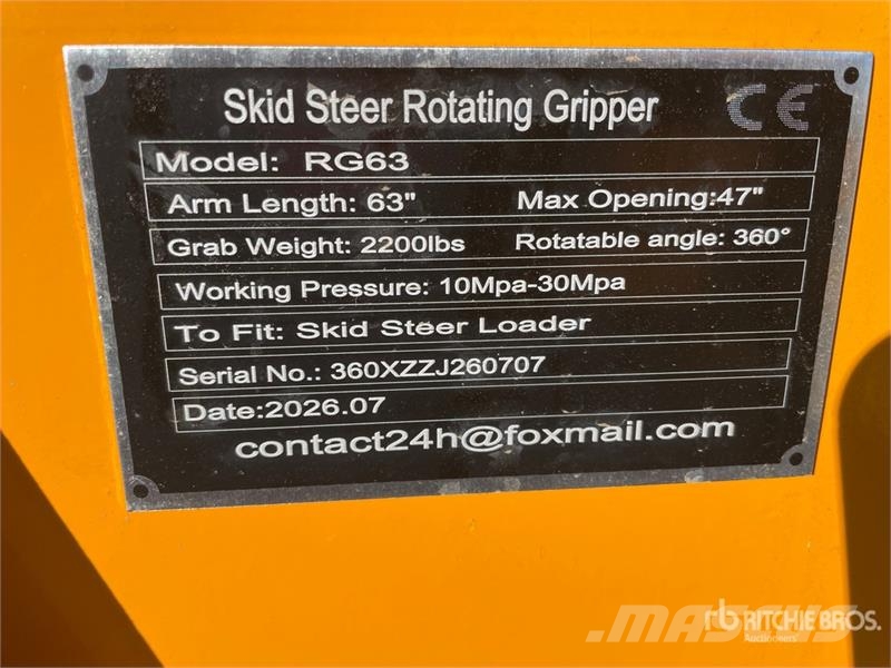 GIYI GY-RG63 2200 lb Rotating Skid Steer Grapple ( Greifer