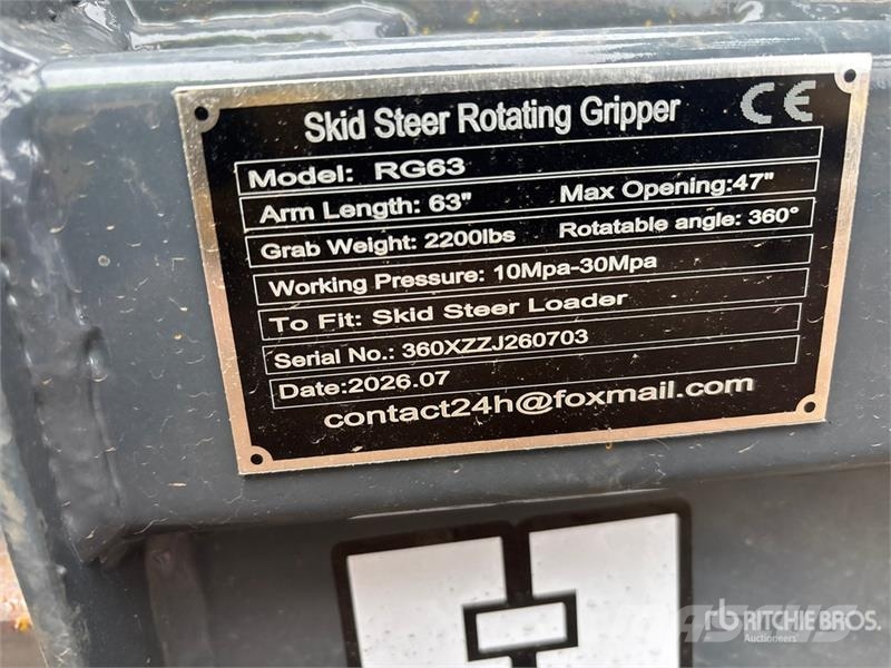 GIYI GY-RG63 47 in 2200 lb Rotating Skid Steer Gra Grabeži