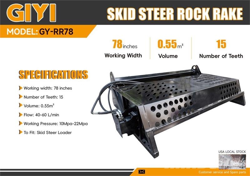 GIYI GY-RR78 72 in Skid Steer Power Rake (Unused) Greble