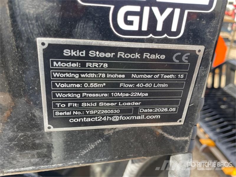 GIYI GY-RR78 72 in Skid Steer Power Rake (Unused) Greble
