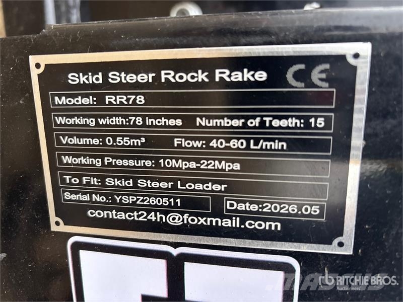 GIYI GY-RR78 78 in Skid Steer Rock Rake (Unused) Drugi deli