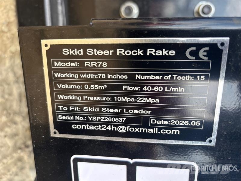 GIYI GY-RR78 78 in Skid Steer Rock Rake (Unused) Drugi deli