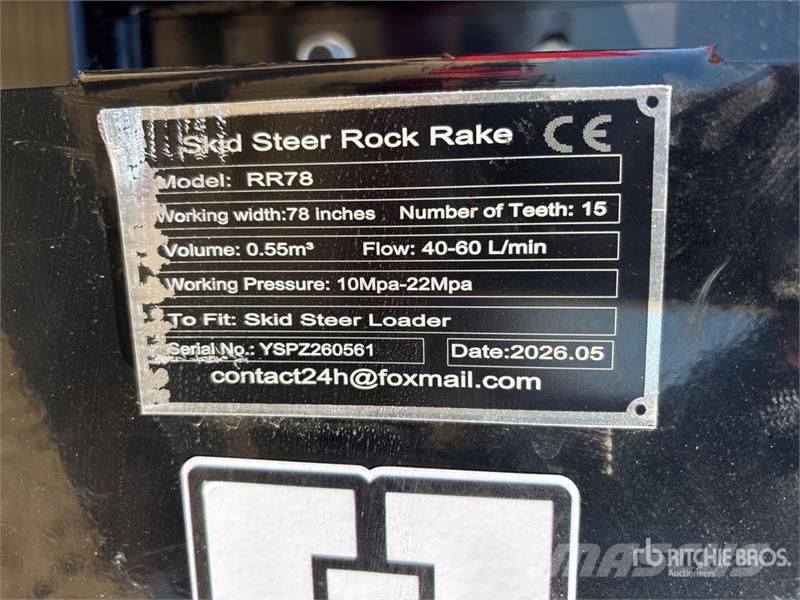 GIYI GY-RR78 78 in Skid Steer Rock Rake (Unused) Drugi deli