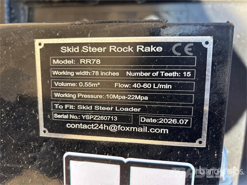  GIYI GY-RR78 78 in Skid Steer Rock Rake (Unused) Drugi deli