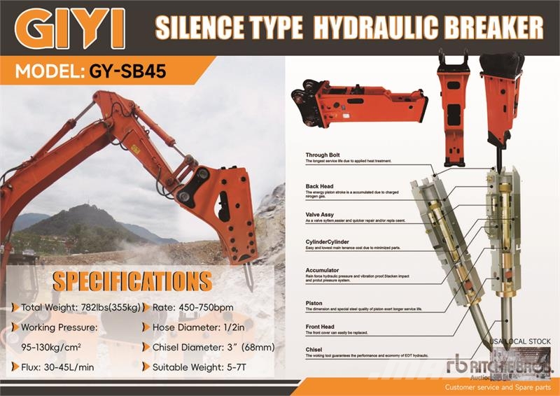 GIYI GY-SB45 Silent Hydraulic Breaker (Unused) Čekići