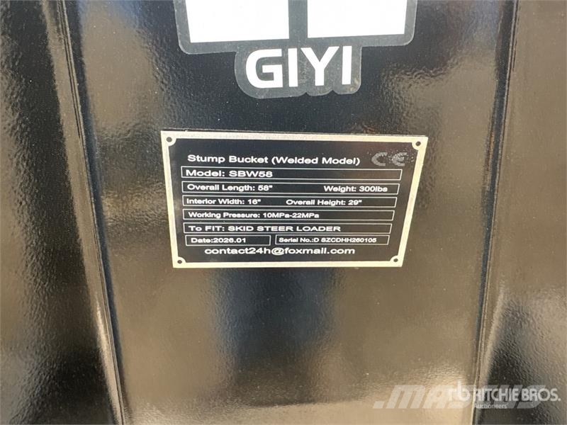  GIYI GY-SBW58 Skid Steer Stump Bucket (Welded Mode Otros componentes
