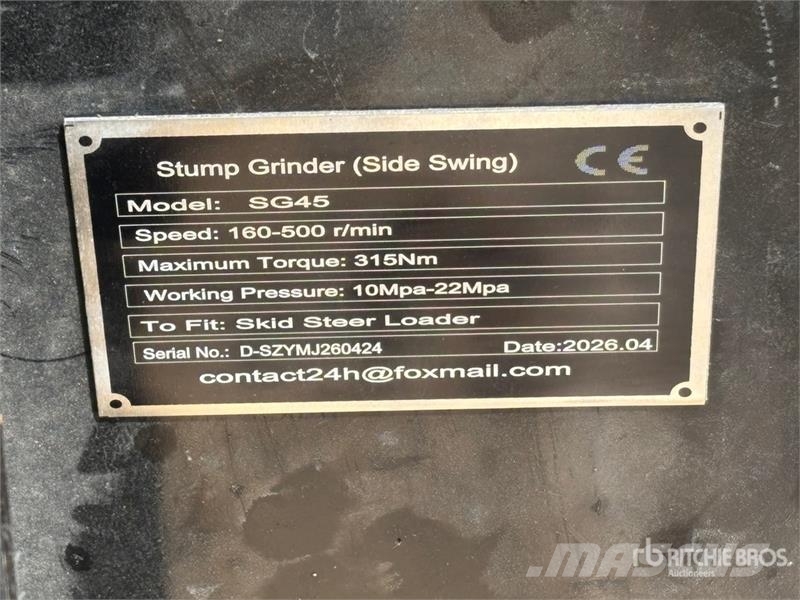 GIYI GY-SG45 Skid Steer Stump Grinder (Unused) Почвеные фрезы