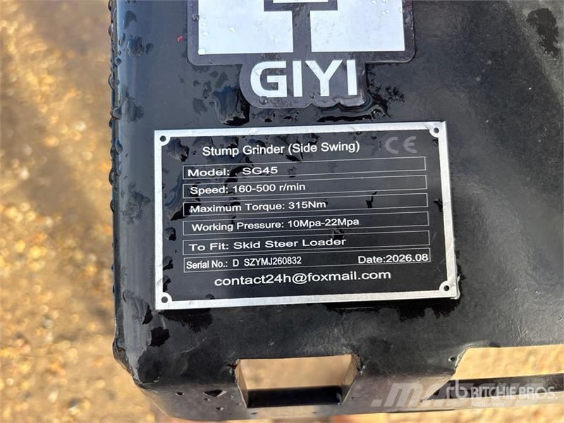 GIYI GY-SG45 Skid Steer Stump Grinder (Unused) 動力耙和旋轉式耕耘機