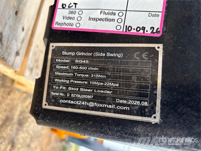  GIYI GY-SG45 Skid Steer Stump Grinder (Unused) الكاسحات وقلابات التربة ذات المحركات