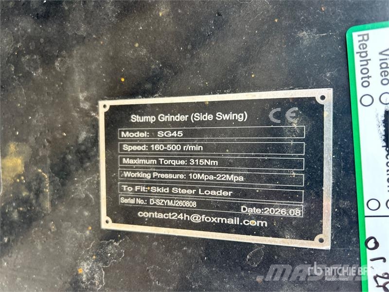 GIYI GY-SG45 Skid Steer Stump Grinder (Unused) Почвеные фрезы