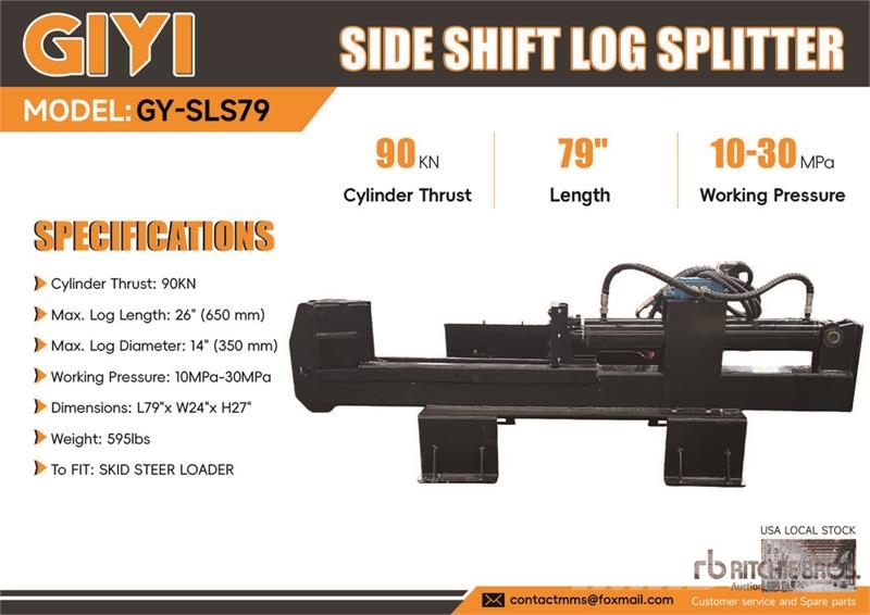 GIYI GY-SLS79 26 in Skid Steer Log Splitter (Unuse Fa hántoló, vágó, aprító