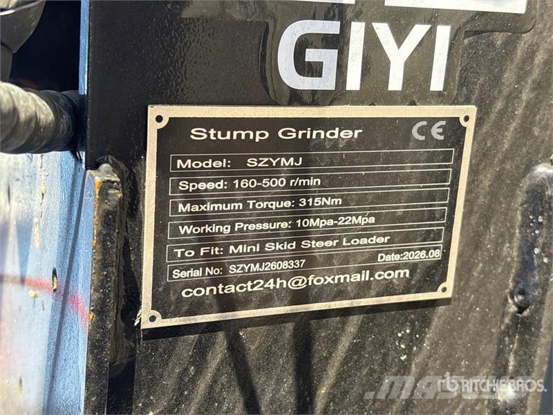 GIYI GY-SZYMJ Mini Skid Steer Stump Grinder (Unuse 動力耙和旋轉式耕耘機