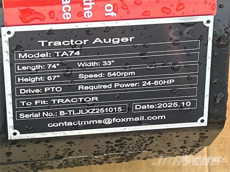  GIYI GY-TA74 74 in 3-Point Tractor Auger (Unused) Ostale poljoprivredne mašine