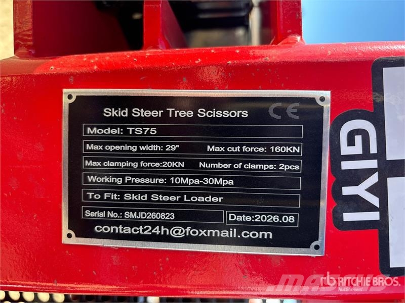  GIYI GY-TS75 29 in Skid Steer Tree Shear (Unused) Asfaltti- ja betonileikkurit