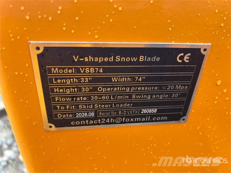  GIYI GY-VSB74 74 in V-Shaped Skid Steer Snow Blade Lumiaurat