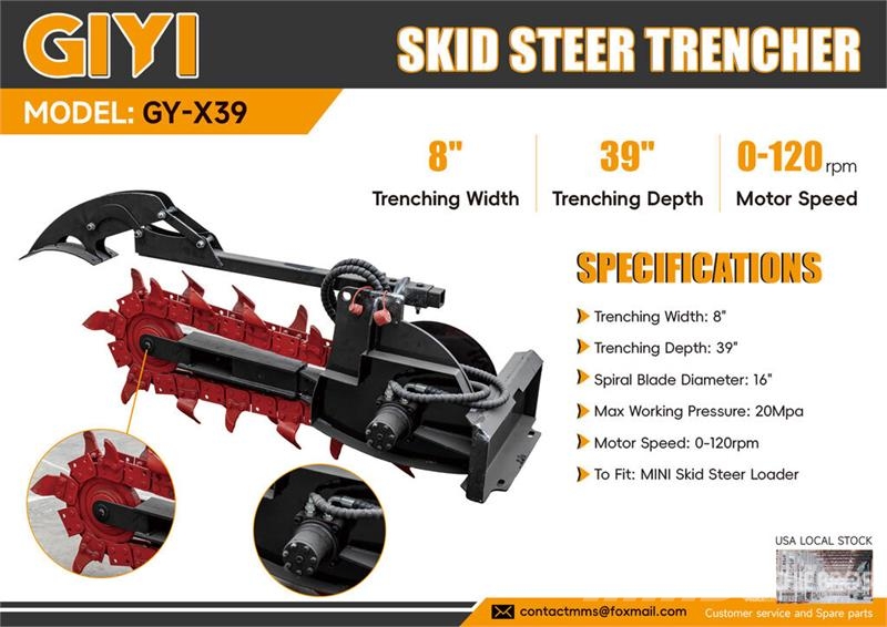  GIYI GY-X39 39 in Mini Skid Steer Trencher (Unused Trancheuse