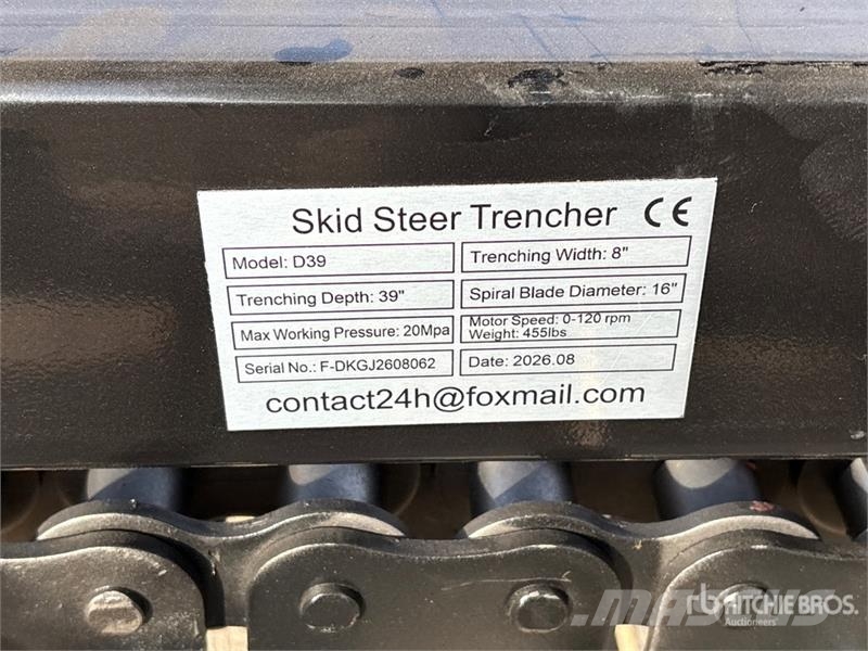 GIYI GY-Y D380 39 in Skid Steer Trencher (Unused) Valetadeiras