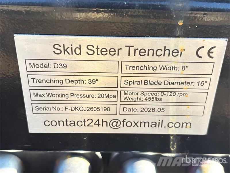 GIYI GY-Y D380 39 in Skid Steer Trencher (Unused) Trenchers