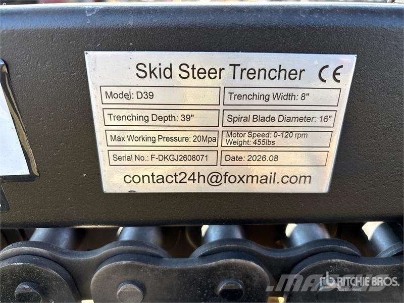 GIYI GY-Y D380 8 in Skid Steer Trencher (Unused) Tranšeju racēji