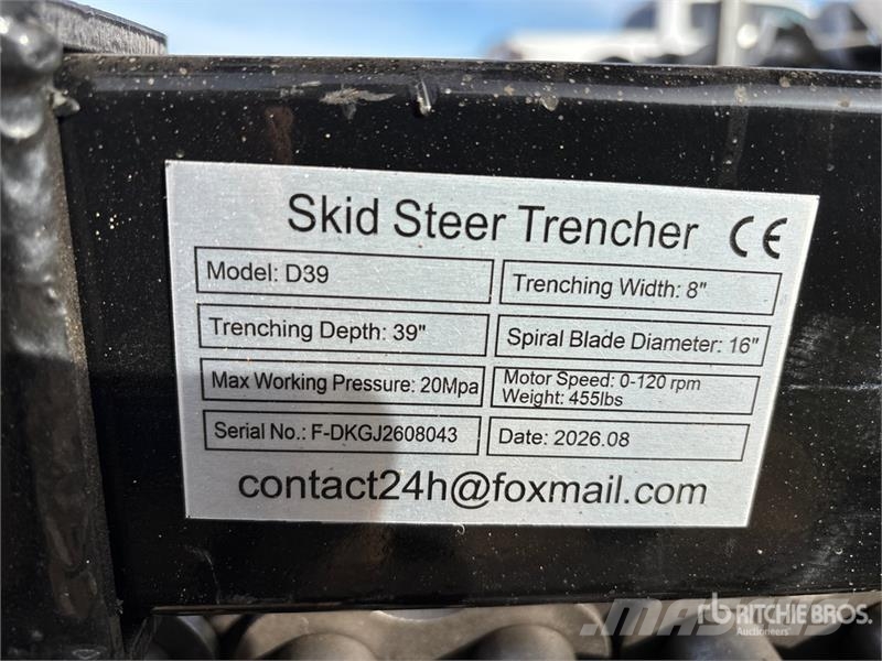  GIYI GY-Y D380 8 in Skid Steer Trencher (Unused) Árokásók