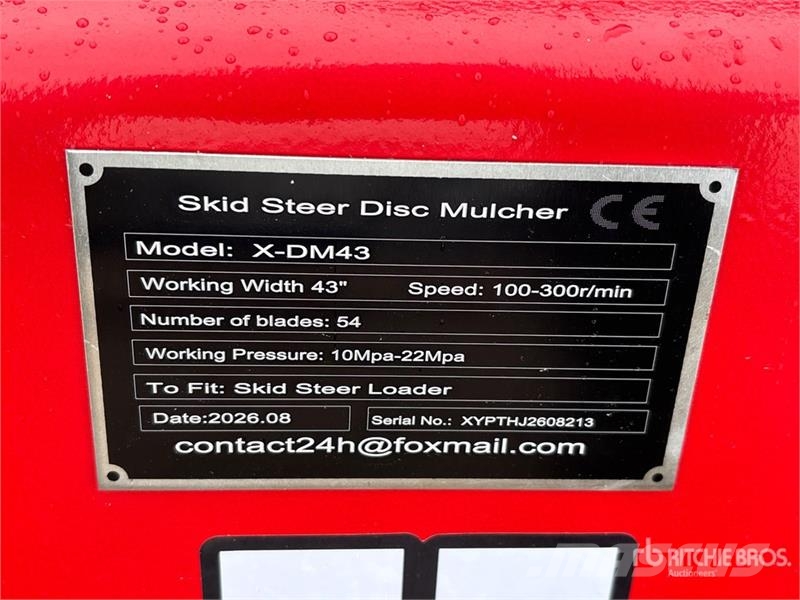GIYI GYx-DM43 43 in Disc Skid Steer Mulcher (Unuse Broyeur forestier