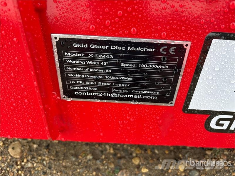  GIYI GYx-DM43 43 in Disc Skid Steer Mulcher (Unuse Trituradoras forestales
