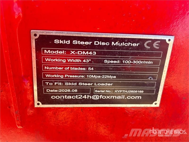 GIYI GYx-DM43 43 in Disc Skid Steer Mulcher (Unuse Metsamultšerid