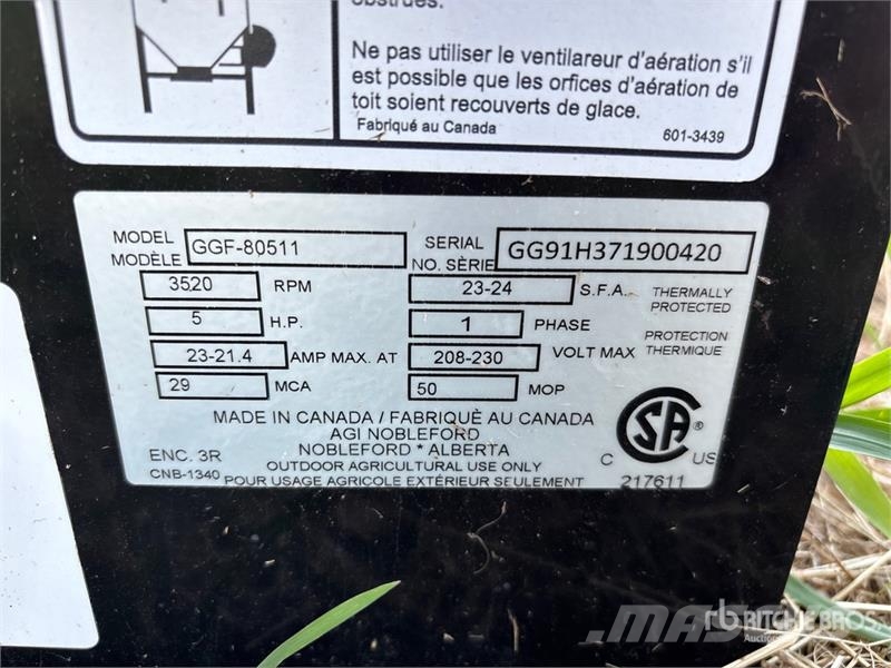 Grain Guard GGF-80511 5 hp Aeration Fan 穀物烘乾機