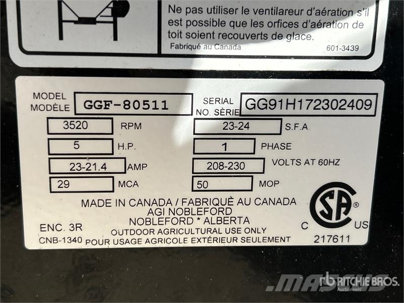  Grain Guard GGF-80511B 5 hp High Speed Aeration Fa Зерносушки