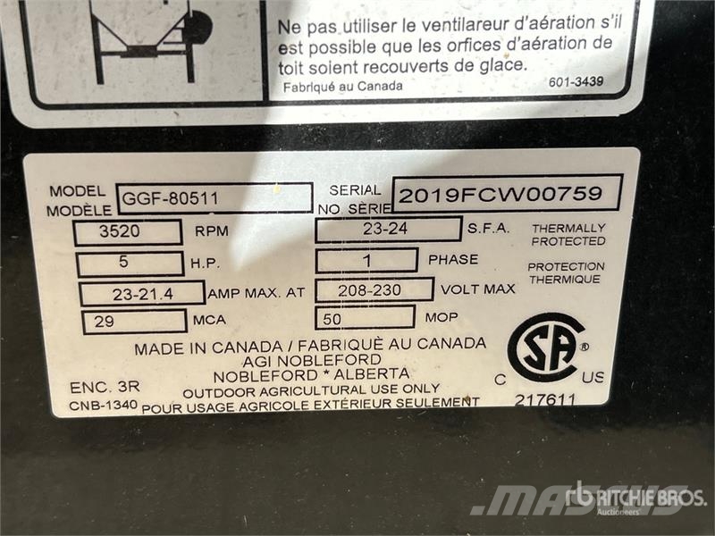  Grain Guard GGF-80511B 5 hp High Speed Aeration Fa Зерносушки