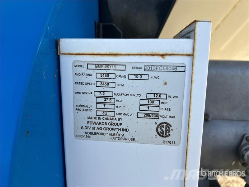  Grain Guard GGF 80711 7.5 hp Aeration Fan Korntørke