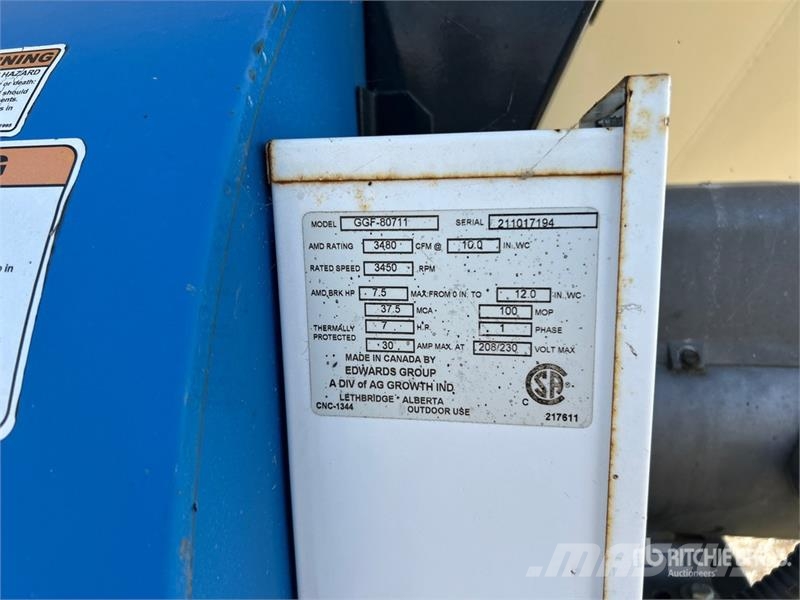  Grain Guard GGF 80711 7.5 hp Aeration Fan Korntørke