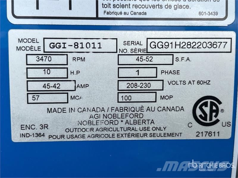  Grain Guard GGI-81011B 10 hp In-Line Aeration Fan Зерносушки