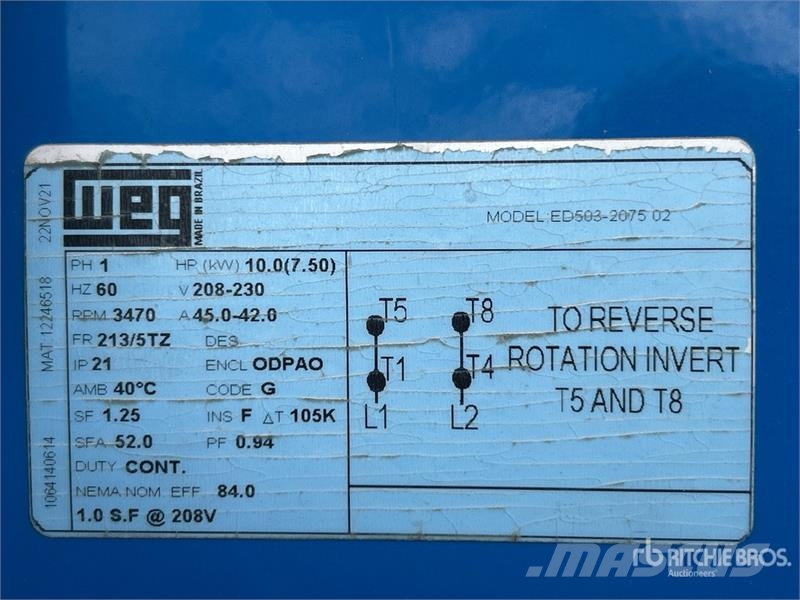  Grain Guard GGI-81011B 10 hp In-Line Aeration Fan Зерносушки