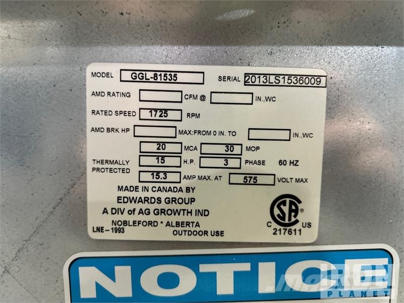  Grain Guard GGL-81535 15 hp Aeration Fan (Unused) Getreidetrocknung
