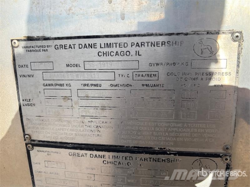 Great Dane 53 ft x 102 in Tri/A Refrigerated Trailer Hladilne polprikolice