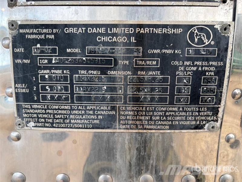 Great Dane 53 ft x 102 in T/A Refrigerated Trailer Semirimorchi a temperatura controllata