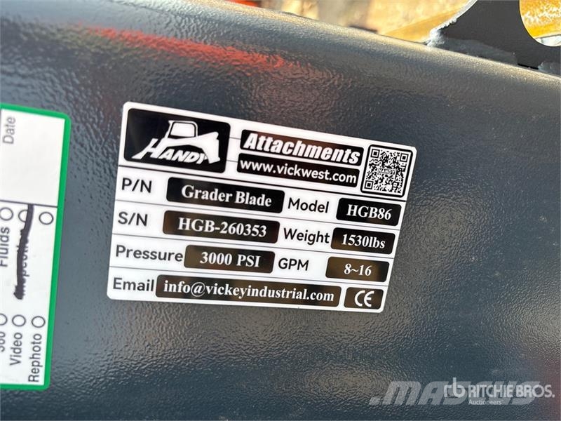 Handy HGB86 94 in Heavy Skid Steer Grader (Unused) Інше обладнання