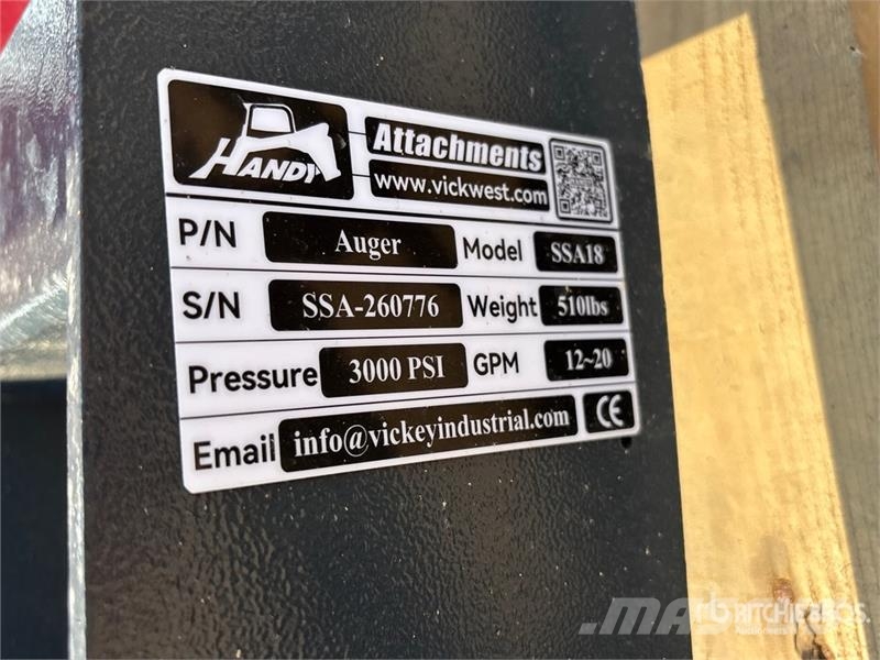 Handy SSA18 Skid Steer Auger (Unused) Drills