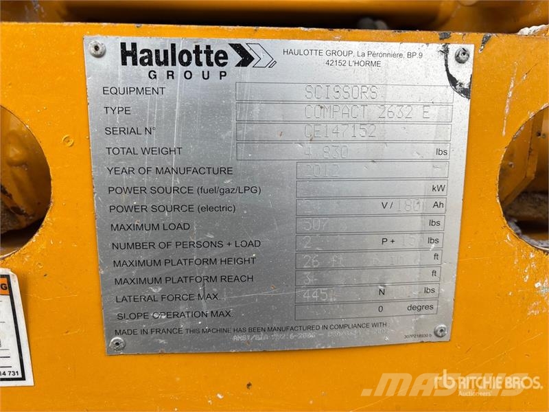 Haulotte Compact 2632E Scheren-Arbeitsbühnen